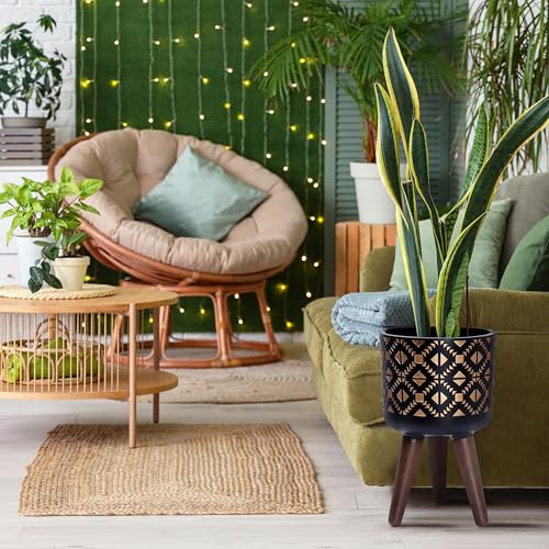 D'vine Dev 8 Inch Planter Pot with Stand, Mid-Century Tall Plant Pot with Legs for Indoor Plants, Small, Bronze/Black, 88-G-A-6 - Image 2