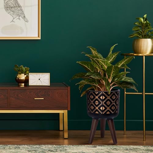 D'vine Dev 8 Inch Planter Pot with Stand, Mid-Century Tall Plant Pot with Legs for Indoor Plants, Small, Bronze/Black, 88-G-A-6 - Image 5