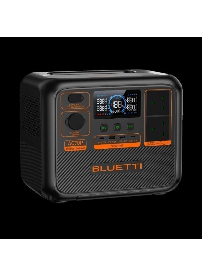 بلويتي 1,000 واط | محطة طاقة متنقلة Premium 80 (AC70P) | بطارية 864 واط ساعة - Image 4