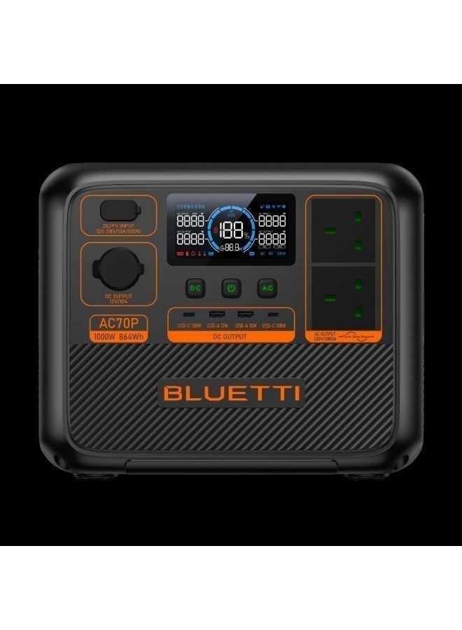 بلويتي 1,000 واط | محطة طاقة متنقلة Premium 80 (AC70P) | بطارية 864 واط ساعة - Image 3