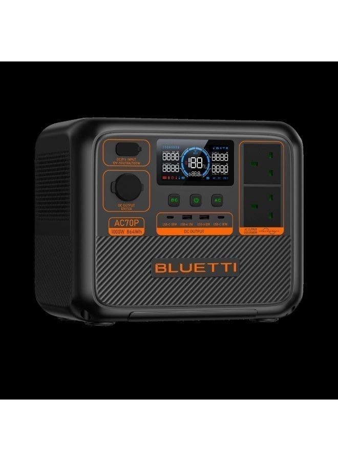 بلويتي 1,000 واط | محطة طاقة متنقلة Premium 80 (AC70P) | بطارية 864 واط ساعة - Image 1