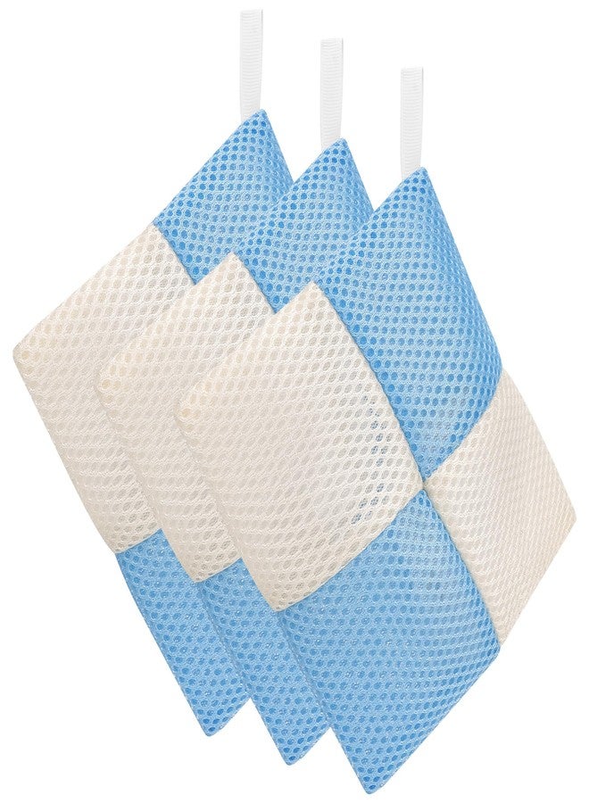 Linkidea 3 Pack Soap Saver Pouch with Zipper, Exfoliating Body Sponge Scrubber with Hand Loop, Mesh Foam Lather Pocket for Shower Bath, Rectangle - Image 1