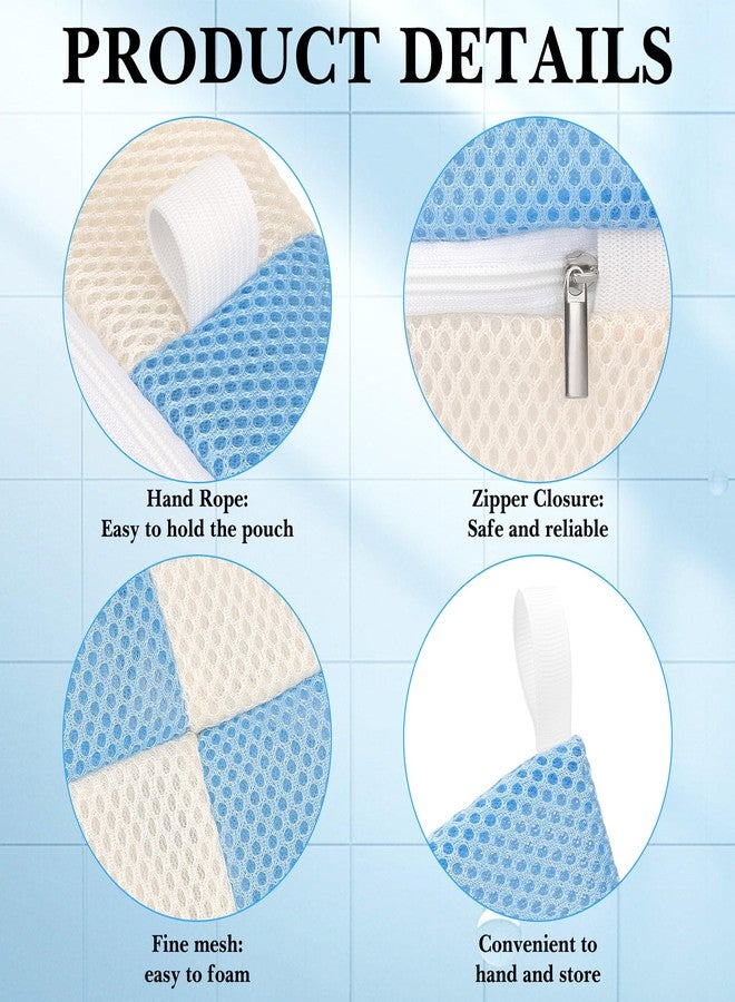 Linkidea 3 Pack Soap Saver Pouch with Zipper, Exfoliating Body Sponge Scrubber with Hand Loop, Mesh Foam Lather Pocket for Shower Bath, Rectangle - Image 3