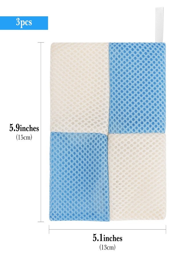 Linkidea 3 Pack Soap Saver Pouch with Zipper, Exfoliating Body Sponge Scrubber with Hand Loop, Mesh Foam Lather Pocket for Shower Bath, Rectangle - Image 2