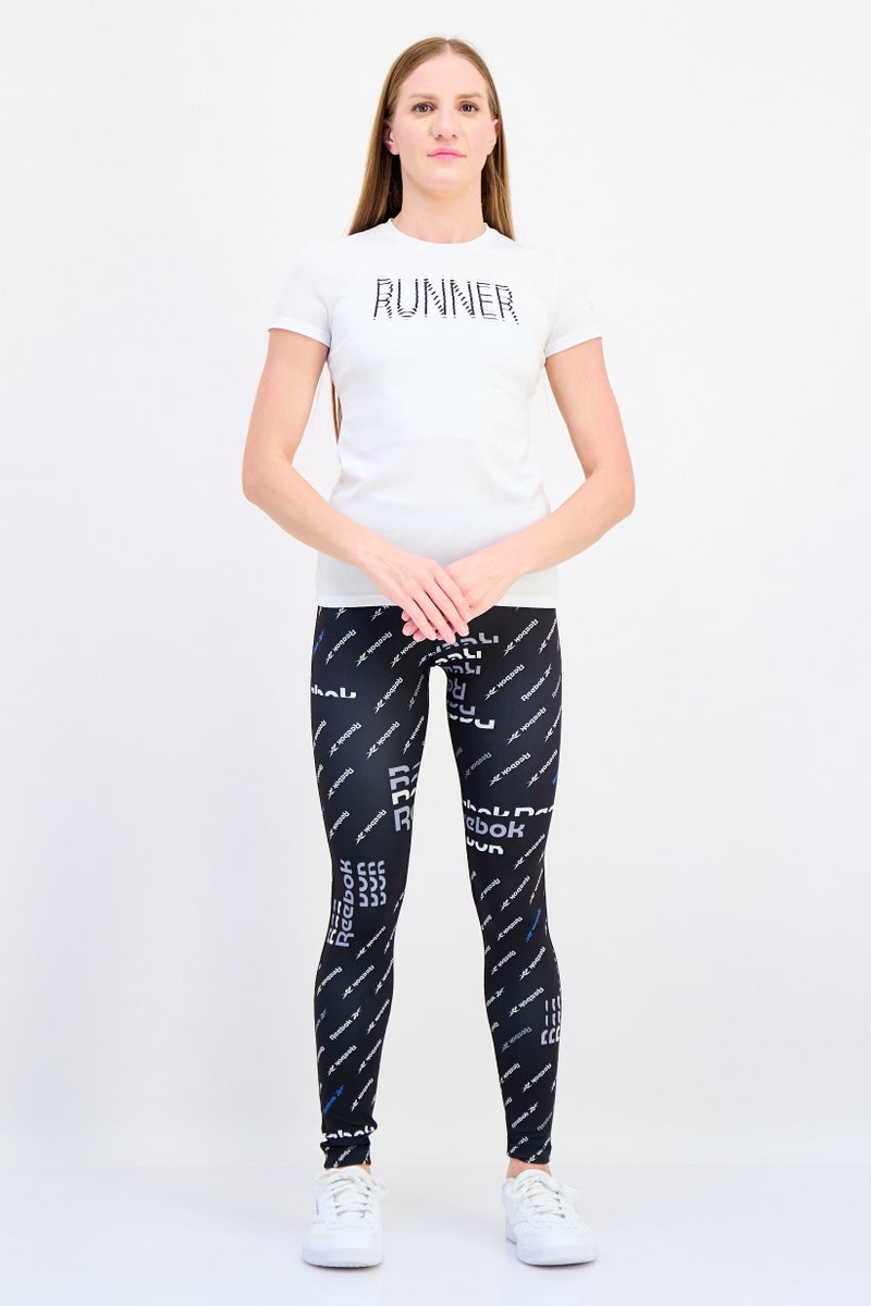 Reebok تي شيرت رياضي نسائي بأكمام قصيرة، أبيض - Image 4