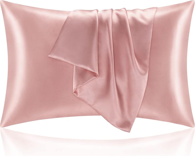 BEDELITE Budget friendly trendy design Satin Pillowcase for Hair and Skin, Super Soft and Cooling Similar to Silk Pillow Cases 2 Pack with Envelope Closure, Gift for Women Men(20"x40" King Size, Rose Pink) General standard compliant quality - Image 1
