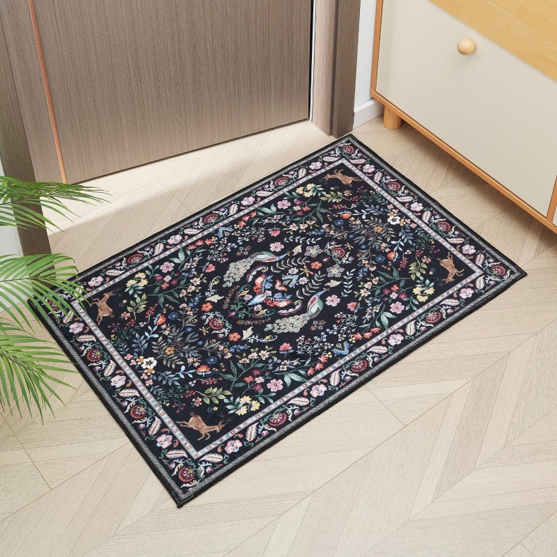 Rugcomf Entryway Rug 2x3 Rug Door Mat Indoor Entrance Washable Rug Small Non-Slip Low Pile Throw Rugs for Entryway, Kitchen, Front Door Indoor Entrance, Entry (Vibrant Black) - Image 4