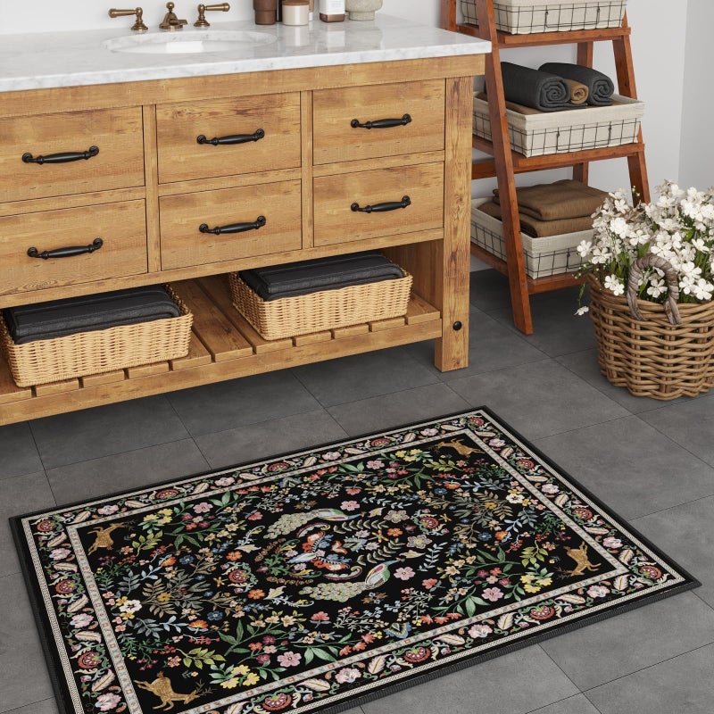 Rugcomf Entryway Rug 2x3 Rug Door Mat Indoor Entrance Washable Rug Small Non-Slip Low Pile Throw Rugs for Entryway, Kitchen, Front Door Indoor Entrance, Entry (Vibrant Black) - Image 5