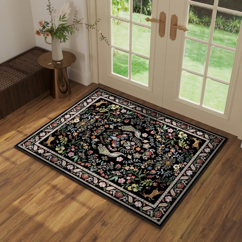 Rugcomf Entryway Rug 2x3 Rug Door Mat Indoor Entrance Washable Rug Small Non-Slip Low Pile Throw Rugs for Entryway, Kitchen, Front Door Indoor Entrance, Entry (Vibrant Black) - Image 1