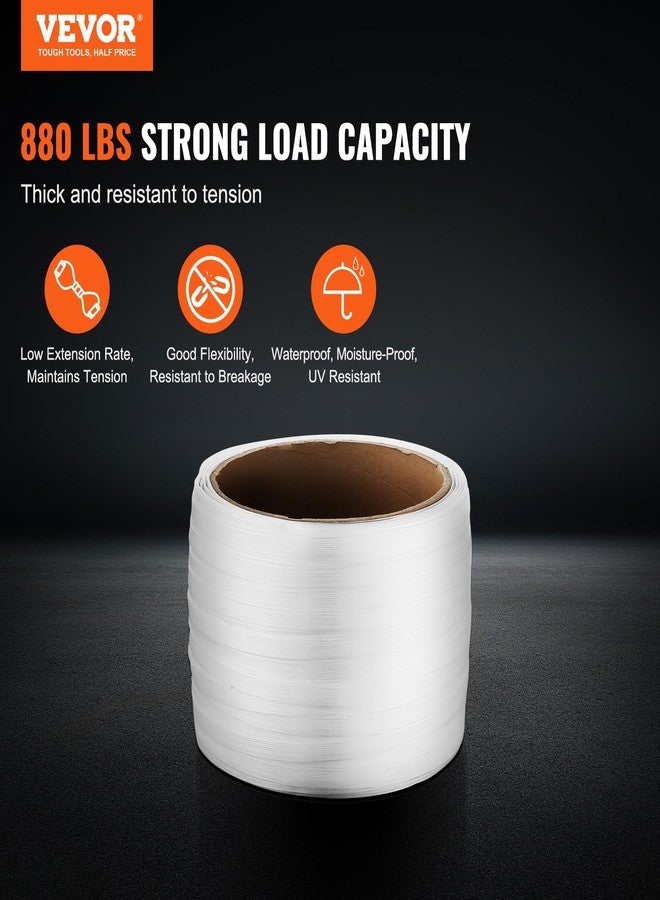 VEVOR Polyester Strapping Roll, 660' Length x 1/2" Width x 0.03" Thickness, 882 lbs Breaking Strength, Heavy Duty Banding Pallet Strap Coil, Portable Strong Banding Packing Straps, White - Image 2