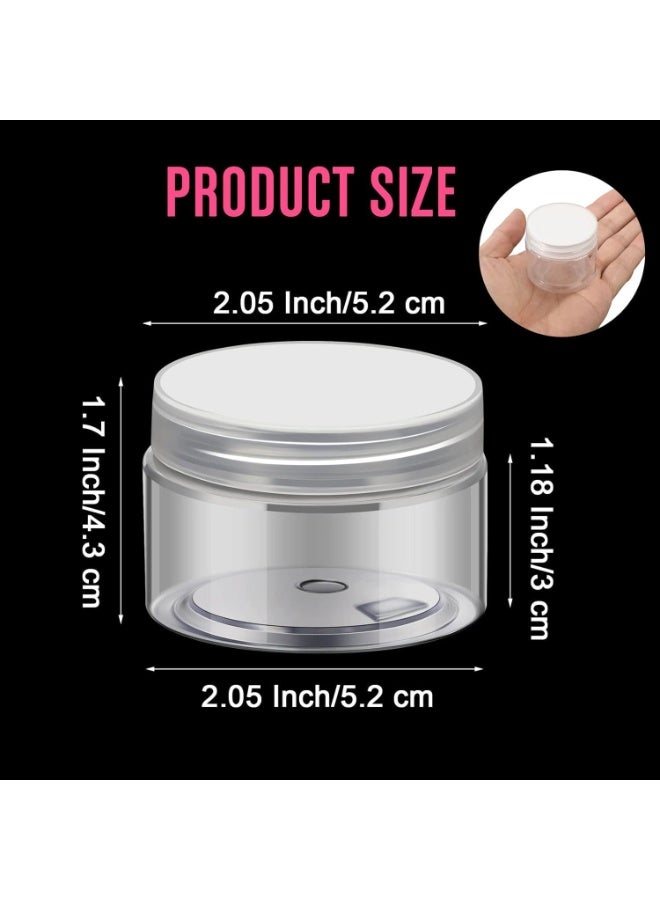 4 Pieces Round Clear Wide Mouth Leak Proof Plastic Container Jars with Lids for Travel Storage Makeup Beauty Products Face Creams Oils Salves Ointments DIY Making or Others, Clear, 2 Ounce - Image 2
