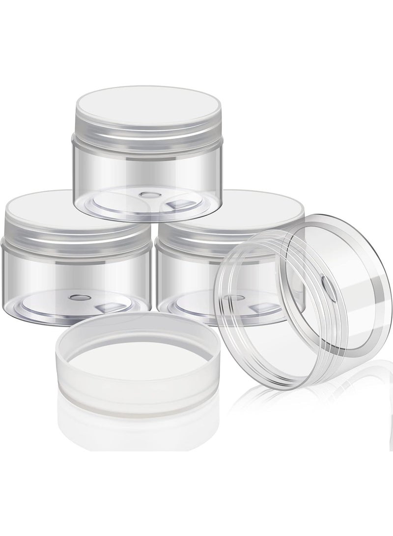 4 Pieces Round Clear Wide Mouth Leak Proof Plastic Container Jars with Lids for Travel Storage Makeup Beauty Products Face Creams Oils Salves Ointments DIY Making or Others, Clear, 2 Ounce - Image 1
