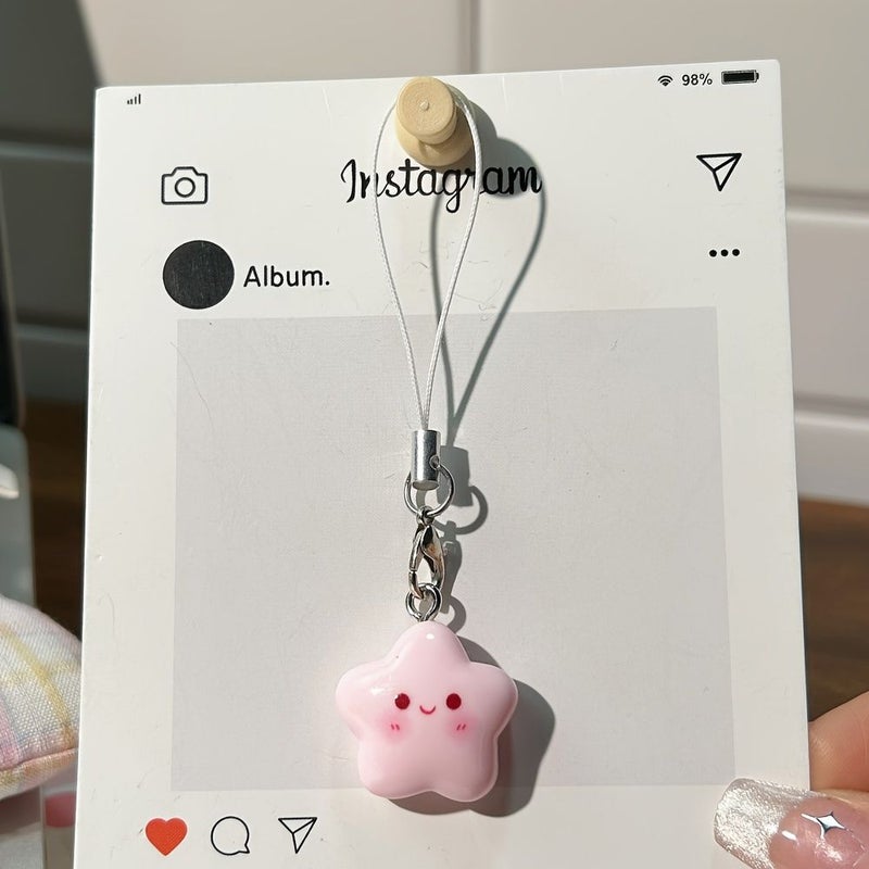Macaron Blue Smile Star Phone Cord Cartoon Blush Five Pointed Star Milk Huh Bag Pendant Sweet Key Lanyard - Image 5