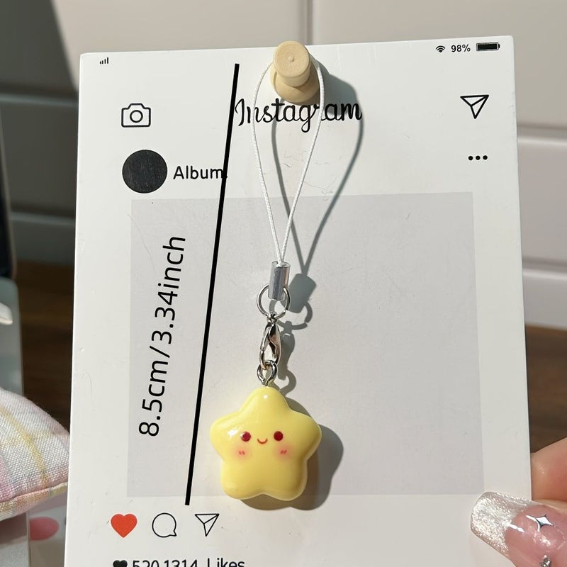 Macaron Blue Smile Star Phone Cord Cartoon Blush Five Pointed Star Milk Huh Bag Pendant Sweet Key Lanyard - Image 2