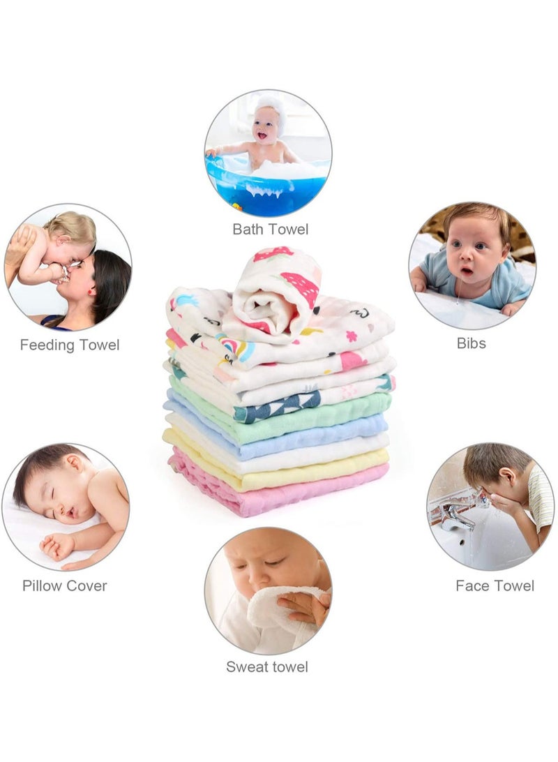 SOLARAE Baby Muslin Washcloths 10 Pack Natural Cotton Wipes, Soft Organic Wash Cloth Newborn Face Towel and Washcloth 30 * 30 - Image 3