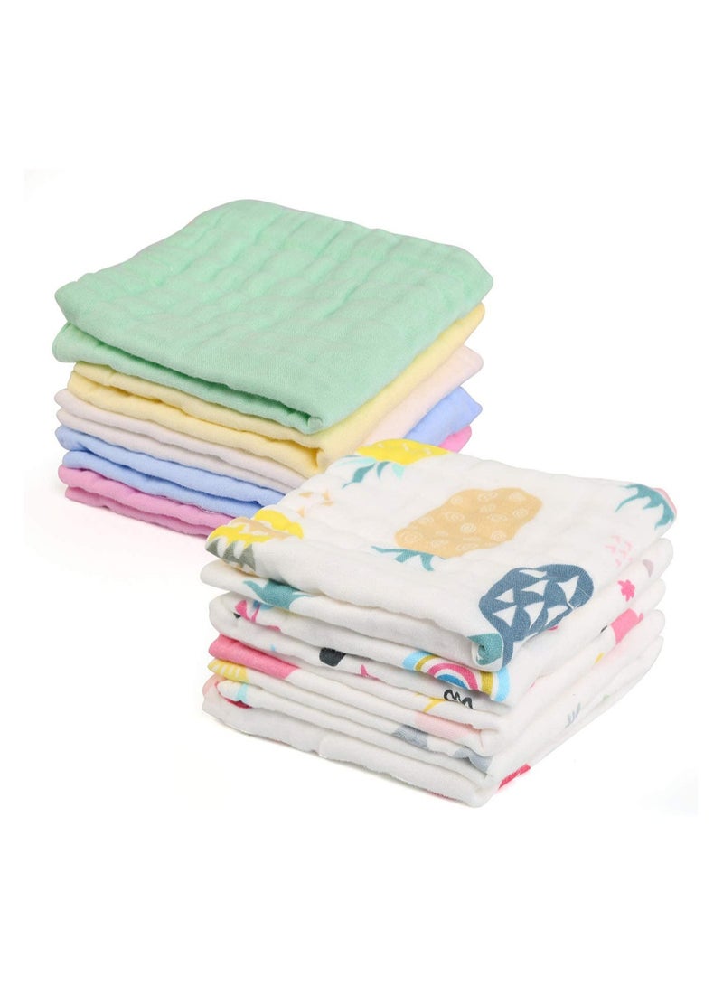 SOLARAE Baby Muslin Washcloths 10 Pack Natural Cotton Wipes, Soft Organic Wash Cloth Newborn Face Towel and Washcloth 30 * 30 - Image 2