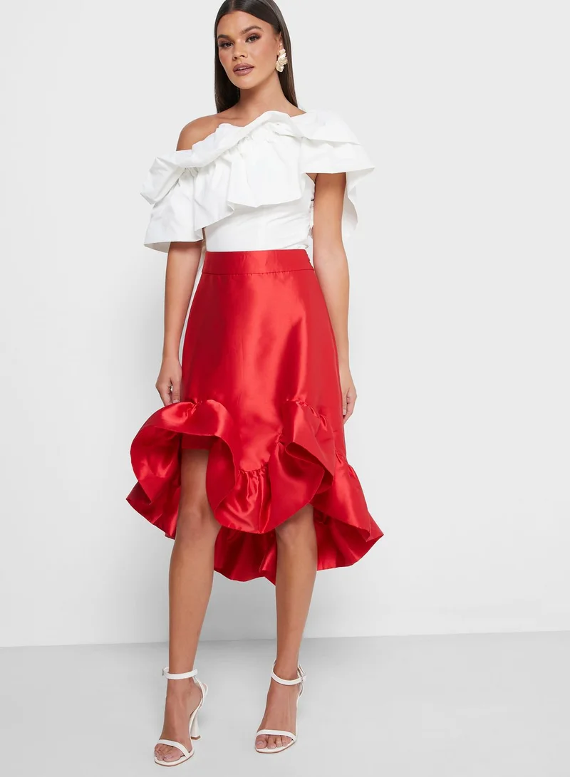 the no name style Ruffle Detail Mini Skirt