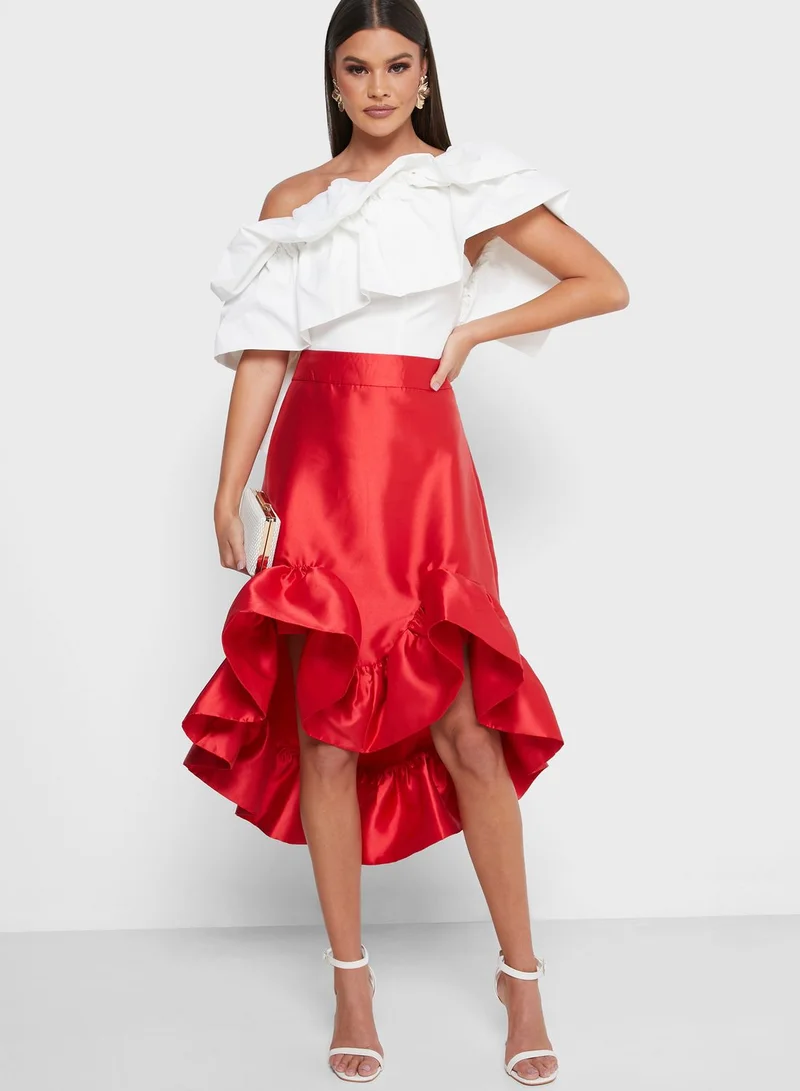 the no name style Ruffle Detail Mini Skirt