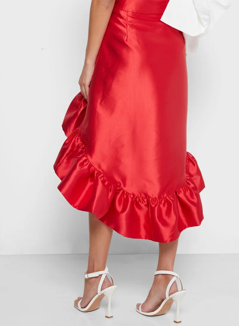 the no name style Ruffle Detail Mini Skirt
