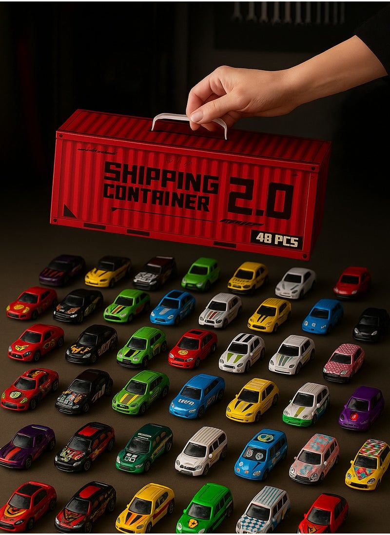 F.A.M.S Die-Cast Car Toy Set for Kids – 48 Unique Mini Metal Cars with Garage Storage Case – Educational & Fun Toy for Boys and Girls Ages 3+  - Image 1