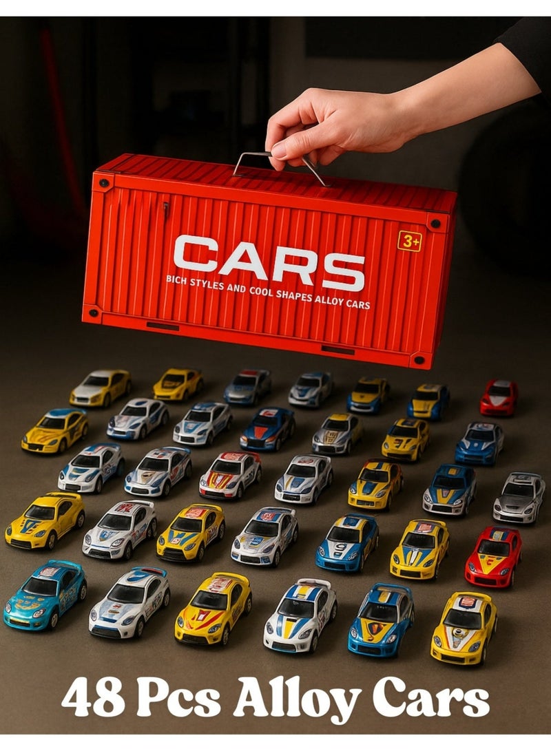 Die-Cast Car Toy Set for Kids – 48 Unique Mini Metal Cars with Garage Storage Case – Educational & Fun Toy for Boys and Girls Ages 3+ - Image 1