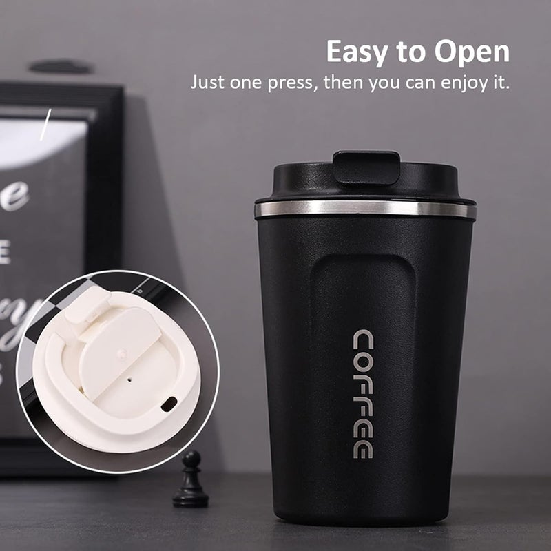 Eacam 380mL Stainless Steel Coffee Cup, Leakproof Insulated Thermal Cup Car Coffee Cup Stainless Steel Vacuum Insulated Coffee Mug for Hiking, Camping & Traveling - Image 4