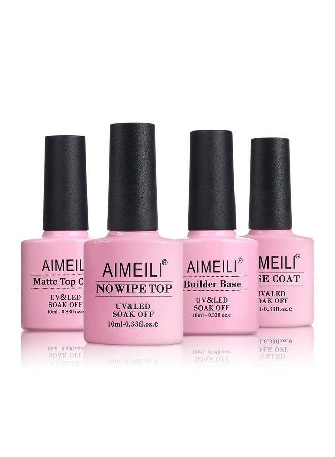 AIMEILI طلاء أظافر جل هيما فري بدون مسح، طبقة علوية غير لامعة بدون مسح، طبقة أساسية وقاعدة بناء للأظافر، مجموعة جل - Image 1