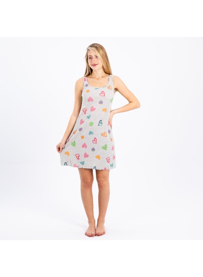 zecotex  Women's Cotton Sleeveless Nightdress – Soft Heart Print Sleep Shirt – Lightweight Summer Nightgown for Women  - Image 3