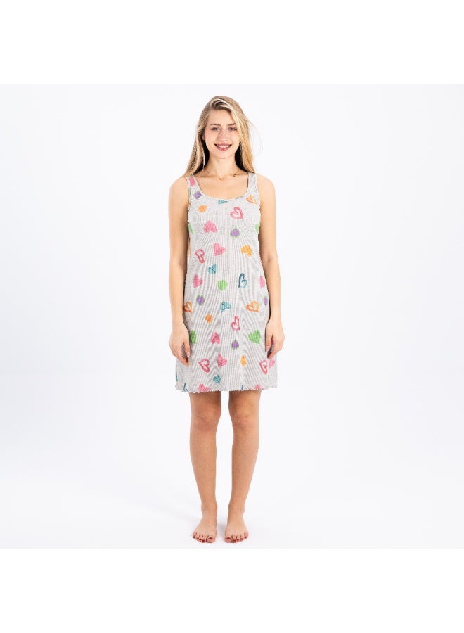 zecotex  Women's Cotton Sleeveless Nightdress – Soft Heart Print Sleep Shirt – Lightweight Summer Nightgown for Women  - Image 1
