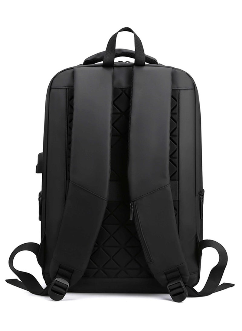 هايك Hike Unisex Polyester Backpack 17.5-inch Water Resistant Computer Bag with Built in USB Port for Men and Women, HK2105-BLACK - Image 4