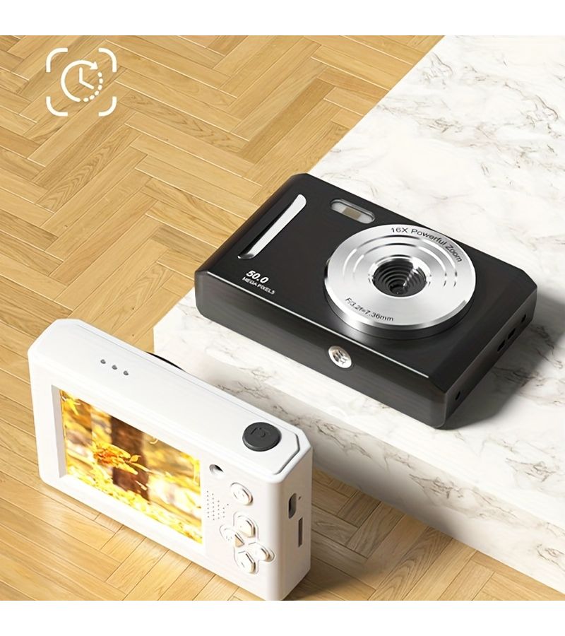 White CCD Retro Digital Camera HD Dual Lens For Travel Photography Video - Image 2