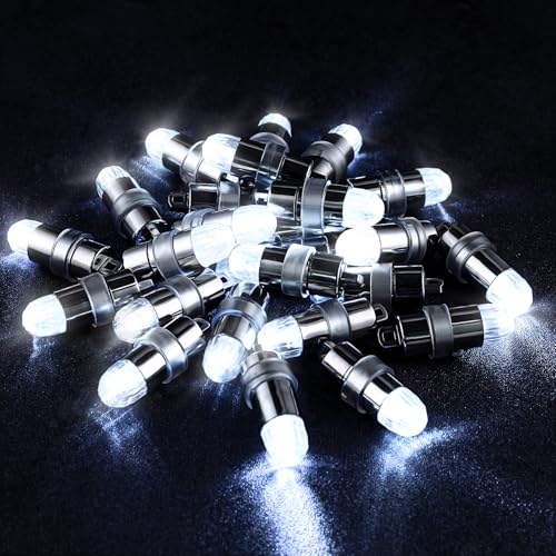 LIHAO أضواء LED للحفلات تعمل بالبطارية من LIHAO 24x لمصابيح الزينة للبالونات والفوانيس الورقية، مقاومة للماء - بيضاء - Image 1