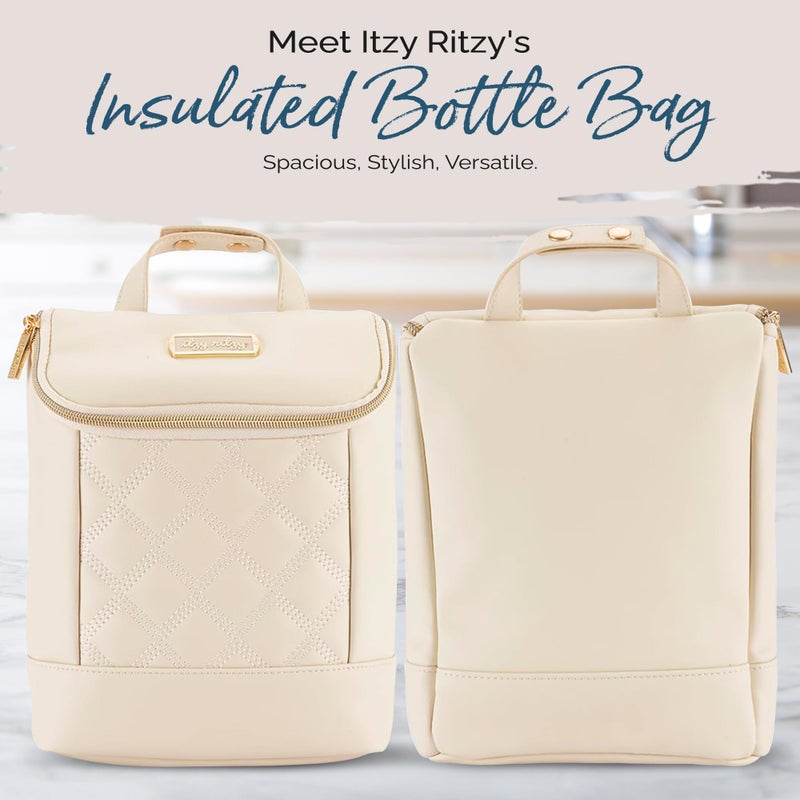 Itzy Ritzy Insulated Bottle Bag â€“ Keeps Bottles Warm or Cool - Holds 3 Bottles & Features Interior Pocket for Ice Pack (Not Included), Milk & Honey - Image 2
