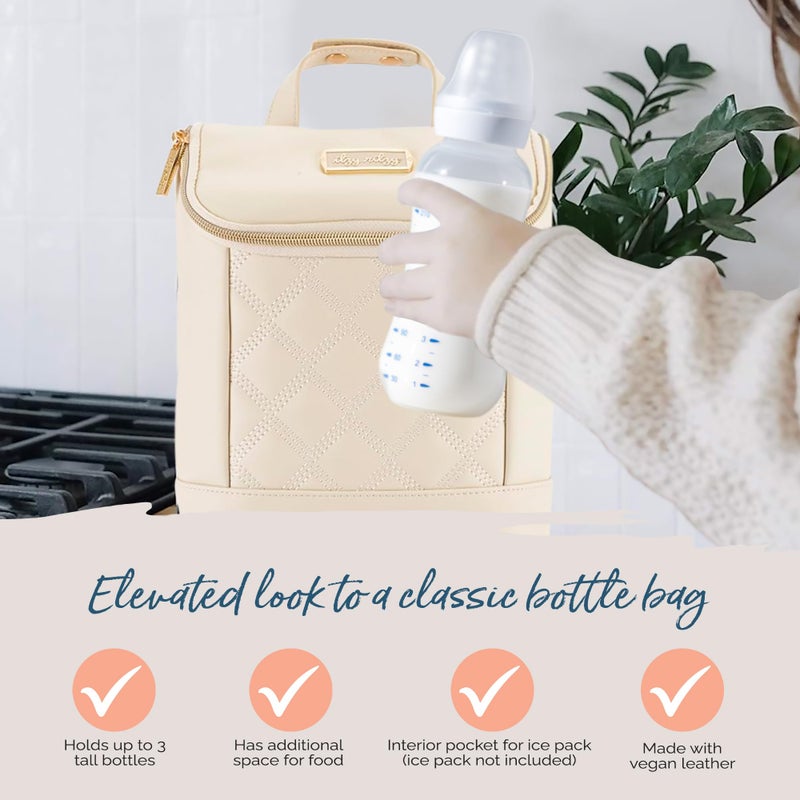 Itzy Ritzy Insulated Bottle Bag â€“ Keeps Bottles Warm or Cool - Holds 3 Bottles & Features Interior Pocket for Ice Pack (Not Included), Milk & Honey - Image 3