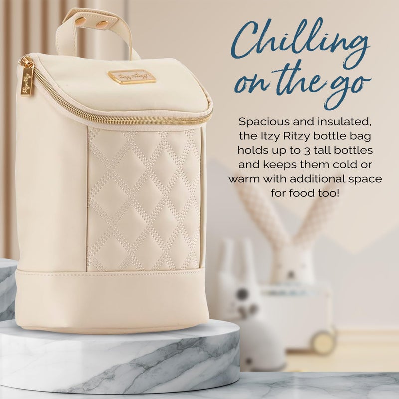 Itzy Ritzy Insulated Bottle Bag â€“ Keeps Bottles Warm or Cool - Holds 3 Bottles & Features Interior Pocket for Ice Pack (Not Included), Milk & Honey - Image 5