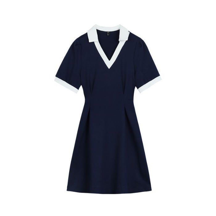 2023 New Saltable Sweet Premium Blue polo Dress Childrens Summer Design Niche Skirt Navy