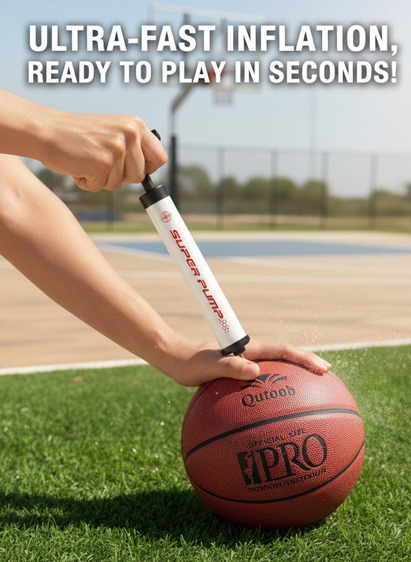 Super Fast-Inflating Air Pump For Basketball - Premium Quality, Portable, Manual, Compact Size | Multiple Needles and Hose - Image 2