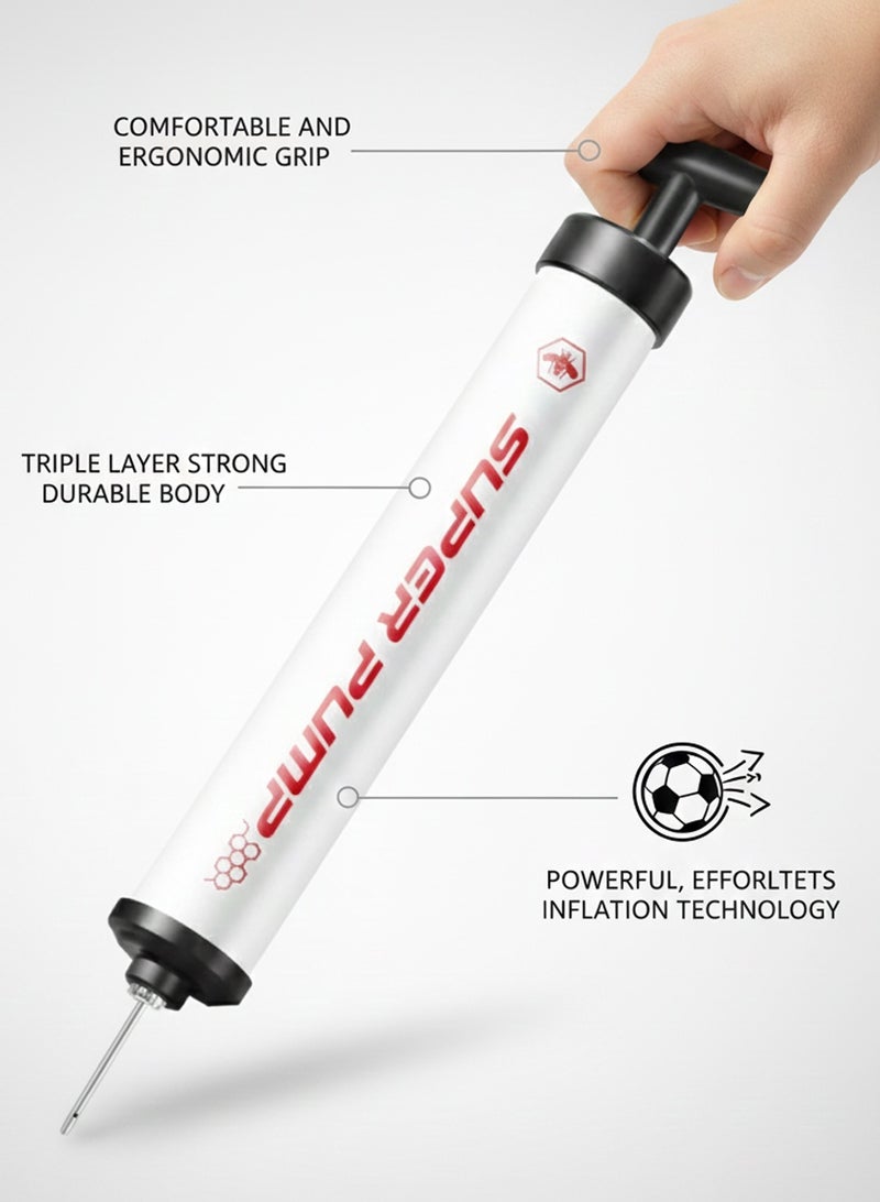 Super Fast-Inflating Air Pump For Basketball - Premium Quality, Portable, Manual, Compact Size | Multiple Needles and Hose - Image 3