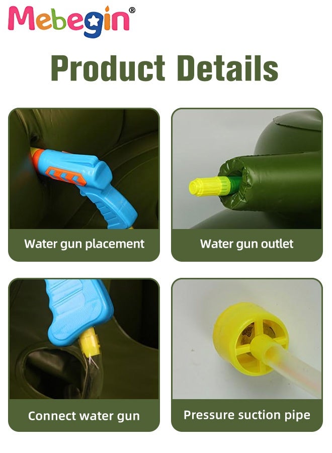 MEBEGIN 155*110*60cm Inflatable Ship Float with Water Gun, Fun Tank Shaped Ride-On Floaties for Kids Adult Summer Pool Party,Tank Floatie with Pump, Pool Games Family Water Play for Swimming Pool Beach - Image 5