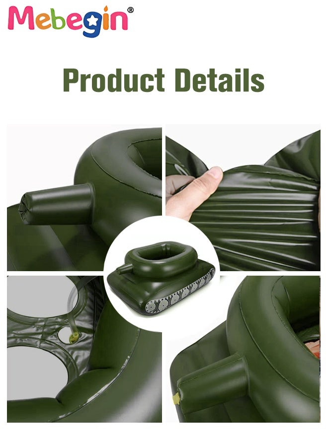 MEBEGIN 155*110*60cm Inflatable Ship Float with Water Gun, Fun Tank Shaped Ride-On Floaties for Kids Adult Summer Pool Party,Tank Floatie with Pump, Pool Games Family Water Play for Swimming Pool Beach - Image 4