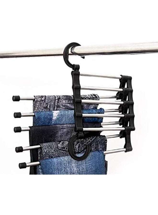 Spaceshoop 5 in 1 Stainless Steel Multi-Layer Multifunction Clothes Hanger – Space-Saving Magic Hanger for Closet Organization, Heavy-Duty Rotating Wardrobe Hanger for Shirts, Pants, Coats & Accessories - Image 2