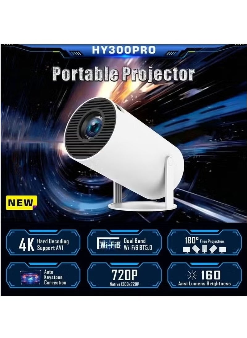 Smart Mini Projector, Portable Built-in WiFi, Android 11, FHD 1080P Projector Supports 50,000H, Auto LED Projector Horizontal Keystone Correction with 380° Rotation for Phone, 1280x720 with 8GB ROM