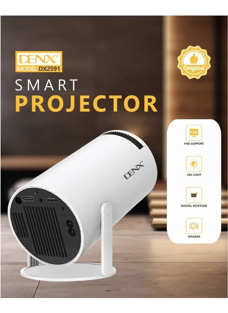 Smart Mini Projector, Portable Built-in WiFi, Android 11, FHD 1080P Projector Supports 50,000H, Auto LED Projector Horizontal Keystone Correction with 380° Rotation for Phone, 1280x720 with 8GB ROM