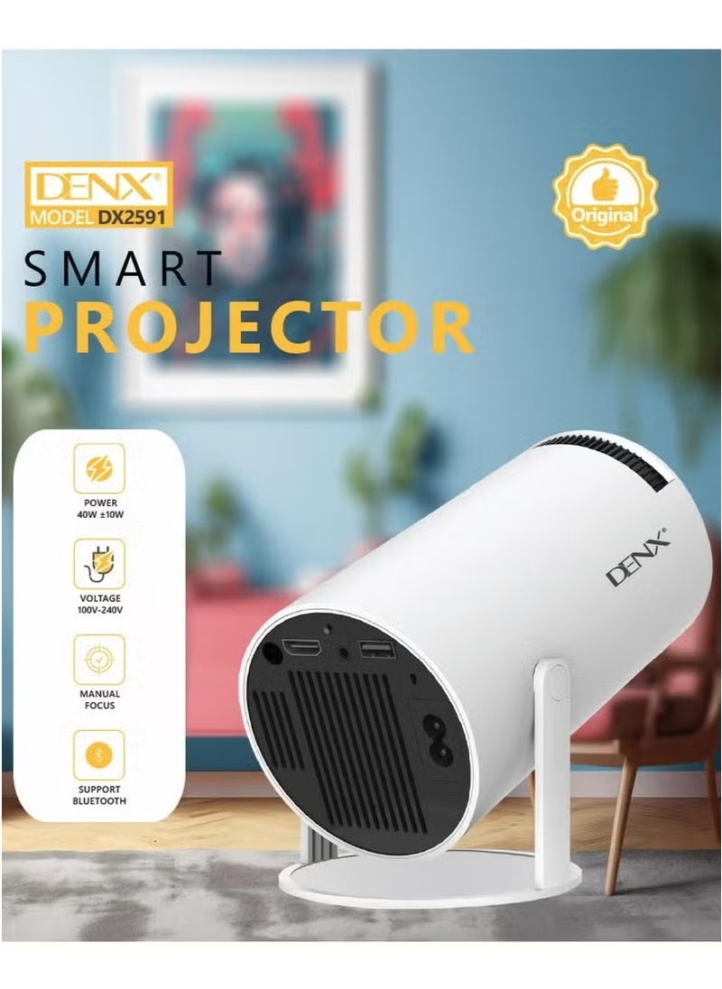 Smart Mini Projector, Portable Built-in WiFi, Android 11, FHD 1080P Projector Supports 50,000H, Auto LED Projector Horizontal Keystone Correction with 380° Rotation for Phone, 1280x720 with 8GB ROM