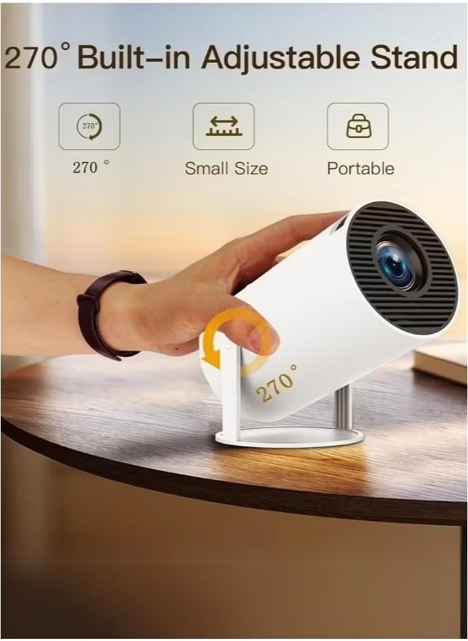 Smart Mini Projector, Portable Built-in WiFi, Android 11, FHD 1080P Projector Supports 50,000H, Auto LED Projector Horizontal Keystone Correction with 380° Rotation for Phone, 1280x720 with 8GB ROM