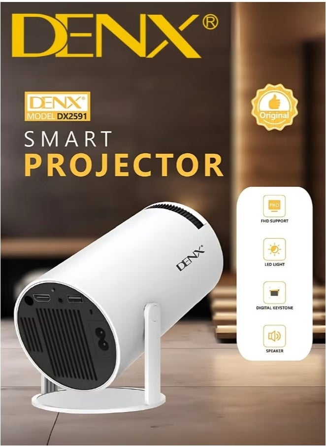 Smart Mini Projector, Portable Built-in WiFi, Android 11, FHD 1080P Projector Supports 50,000H, Auto LED Projector Horizontal Keystone Correction with 380° Rotation for Phone, 1280x720 with 8GB ROM