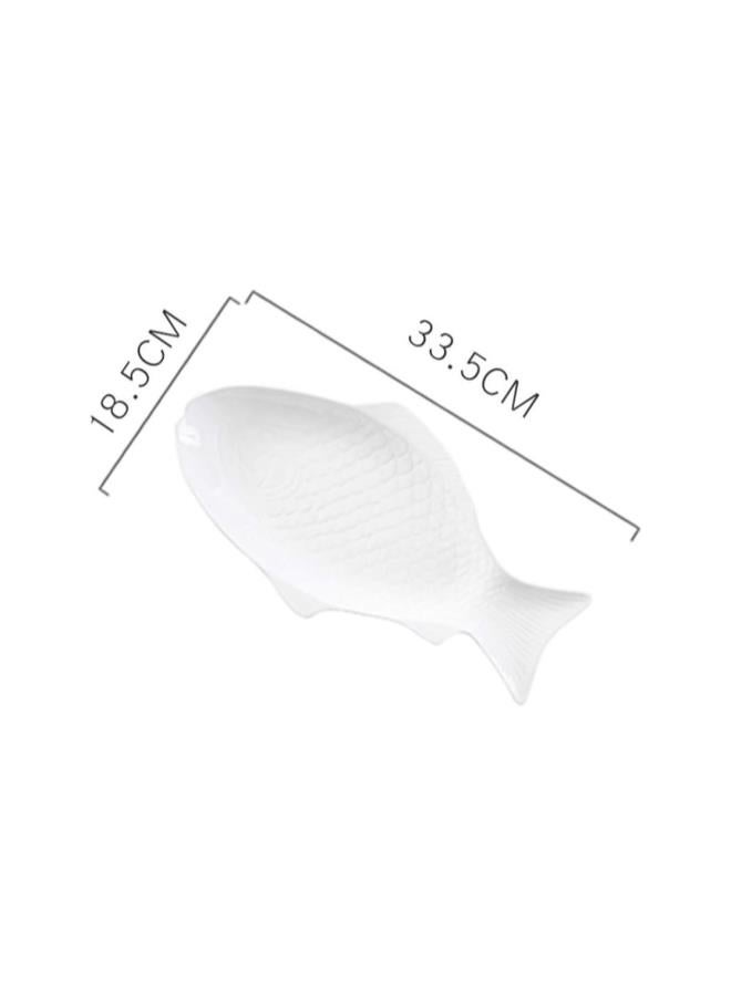 WYBOT 1Pc Fish Shaped Plate Fish Platter Ceramic Unique Decorative Serving Snack Storage Platter for Party Wedding Restaurants Home (13 Inches, White) - Image 2