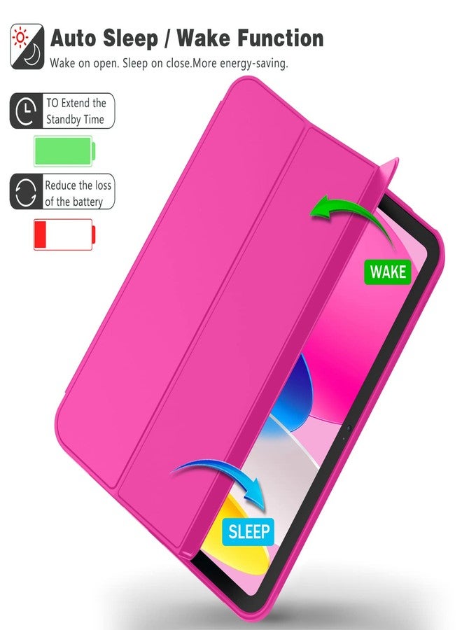 iMieet جراب iMieet الجديد لجهاز iPad من الجيل العاشر 2022 مقاس 10.9 بوصة مع حامل قلم، جراب ذكي ثلاثي الطي مع ظهر TPU ناعم، خاصية التشغيل/الإيقاف التلقائي (لون أحمر وردي) - Image 4