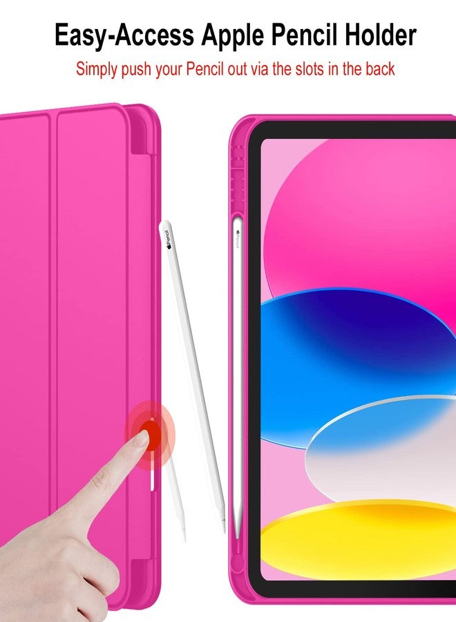 iMieet جراب iMieet الجديد لجهاز iPad من الجيل العاشر 2022 مقاس 10.9 بوصة مع حامل قلم، جراب ذكي ثلاثي الطي مع ظهر TPU ناعم، خاصية التشغيل/الإيقاف التلقائي (لون أحمر وردي) - Image 5