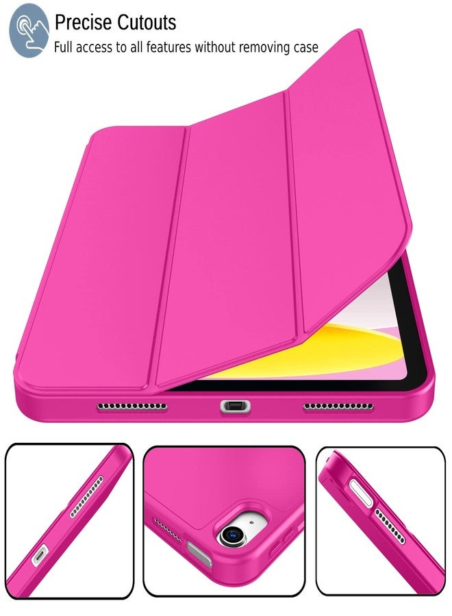 iMieet جراب iMieet الجديد لجهاز iPad من الجيل العاشر 2022 مقاس 10.9 بوصة مع حامل قلم، جراب ذكي ثلاثي الطي مع ظهر TPU ناعم، خاصية التشغيل/الإيقاف التلقائي (لون أحمر وردي) - Image 2